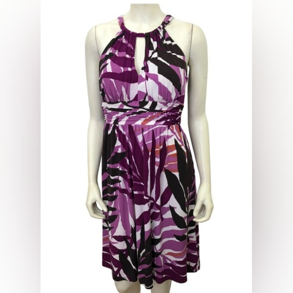Suzi Chin for Maggy Boutique Purple Print Halter Midi Dress
